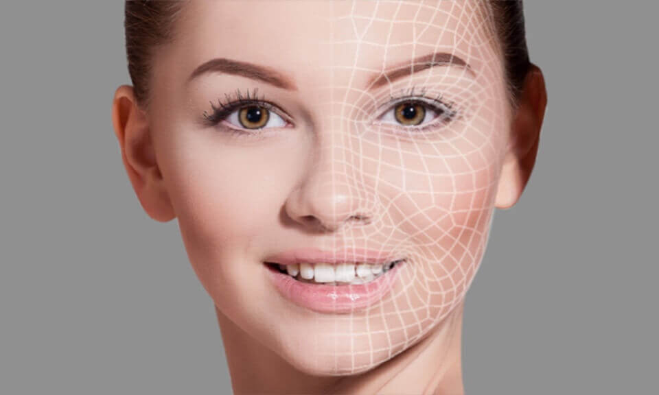 Woman with facial analysis